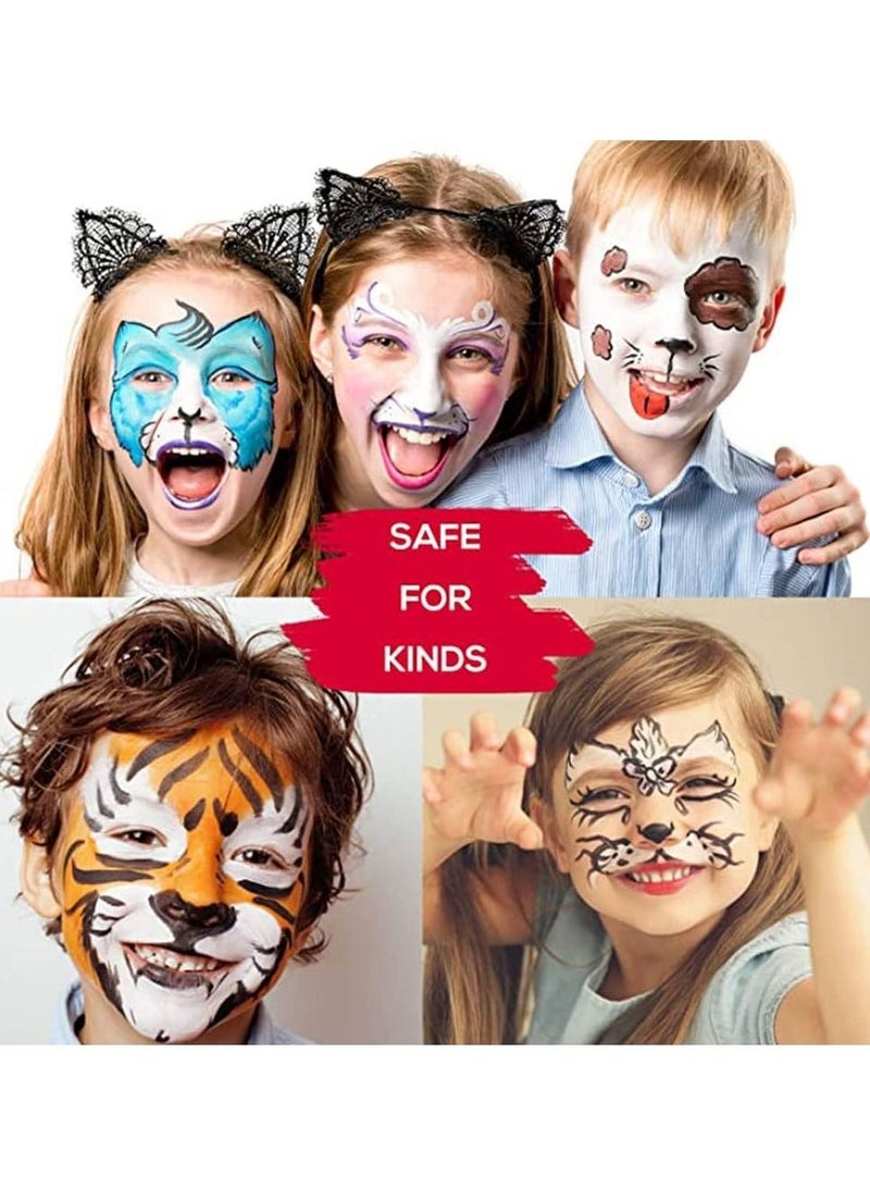 Face Body Paint Kits, 30 Color Face Paint Kit, Professional Quality Palette Body Face Paint Supplies with 3 Brushes and 6 Sheet Face Paint Stencil
