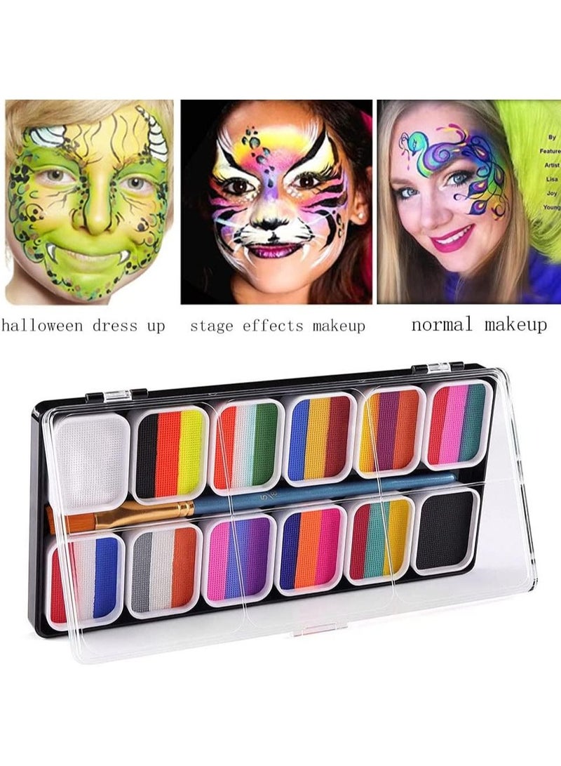 Face Body Paint Kits, 30 Color Face Paint Kit, Professional Quality Palette Body Face Paint Supplies with 3 Brushes and 6 Sheet Face Paint Stencil