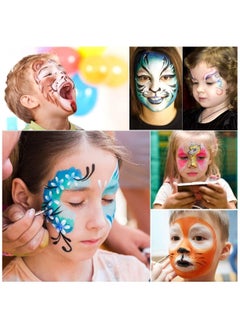 VKL Face Body Paint Kits, 30 Color Face Paint Kit, Professional Quality Palette Body Face Paint Supplies with 3 Brushes and 6 Sheet Face Paint Stencil  - Image 5
