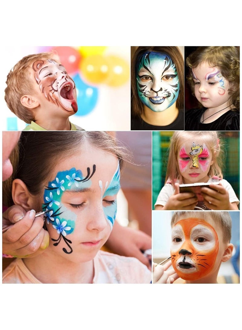 Face Body Paint Kits, 30 Color Face Paint Kit, Professional Quality Palette Body Face Paint Supplies with 3 Brushes and 6 Sheet Face Paint Stencil