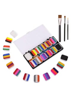 VKL Face Body Paint Kits, 30 Color Face Paint Kit, Professional Quality Palette Body Face Paint Supplies with 3 Brushes and 6 Sheet Face Paint Stencil  - Image 2