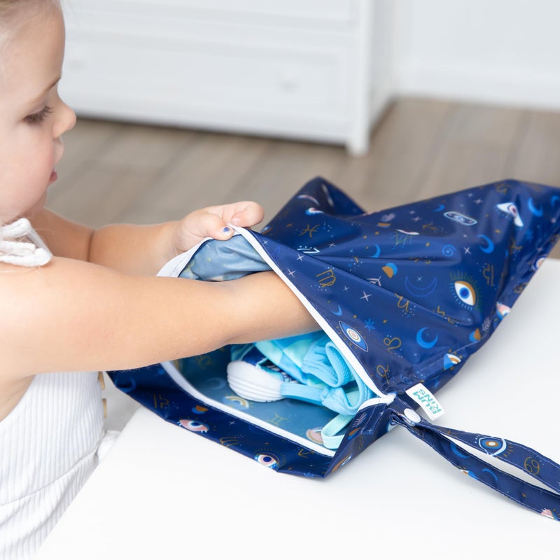 Bumkins - Waterproof Wet Bag & Wet/Dry Clutch Bags - For Beach, Baby, Travel, Swim Suit, Cloth Diapers, Pump Parts, Pool, Gym, Toiletries - Reusable & Easy to Clean - Evil Eye - 2 Pack - Image 4