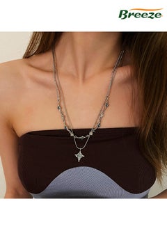 Breeze Women's cyan double-layer star necklace hip-hop style necklace L  - Image 2