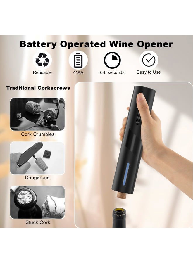 COKUNST Electric Wine Opener, Battery Operated Wine Bottle Openers with Foil Cutter, One-click Button Reusable Automatic Wine Corkscrew Remover for Wine Lovers Gift Home Kitchen Party Bar Wedding - Image 4