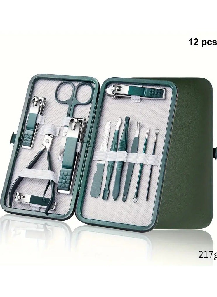 ORiTi 12 PCS Nail Clippers Manicure Tool Set, With Portable Travel Case, Cuticle Nippers And Cutter Kit, Professional Nail Clippers Pedicure Kit, Grooming Kit For Travel - Image 1
