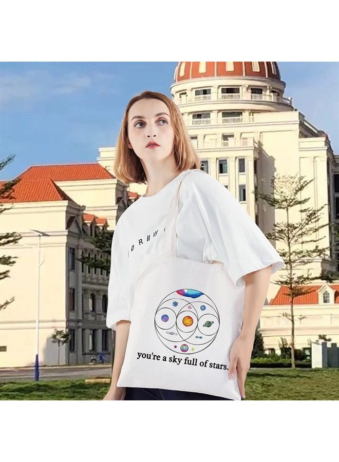 LEVLO Music Band Cosmetic Make Up Bag Star Moon Sun Lover Gift You'Re a Sky Full Of Stars Make Up Zipper Bag(Full Of Stars Tote) - Image 5