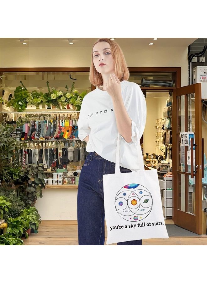 LEVLO Music Band Cosmetic Make Up Bag Star Moon Sun Lover Gift You'Re a Sky Full Of Stars Make Up Zipper Bag(Full Of Stars Tote) - Image 4