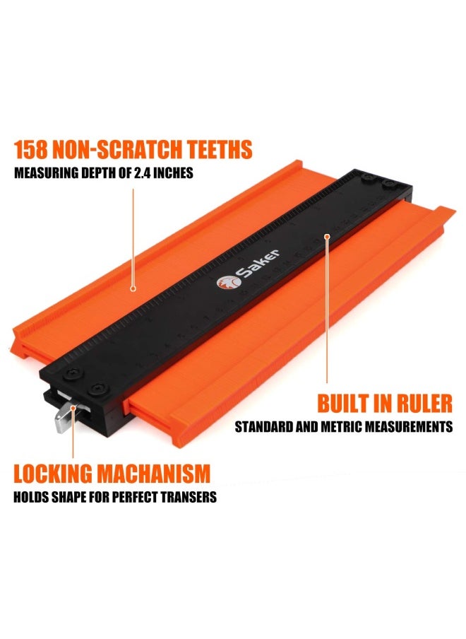Saker - Contour Gauge 10 Inch Lock Profile Tool-Adjustable Lock-Men Gifts for Men Dad Him Boyfriend Husband-Precisely Copy Irregular Shape Duplicator-Irregular Welding Woodworking Tracing - Image 1