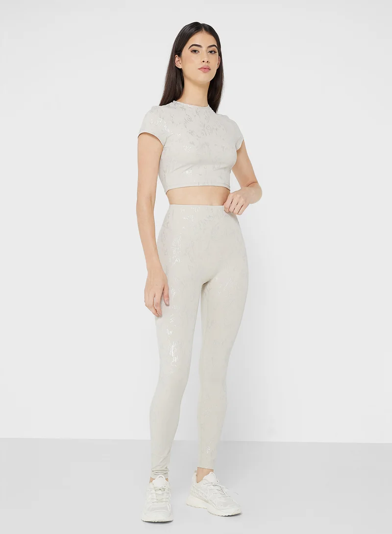 FRWD Sculpting Seamless Marble Print T-shirt & Legging Set