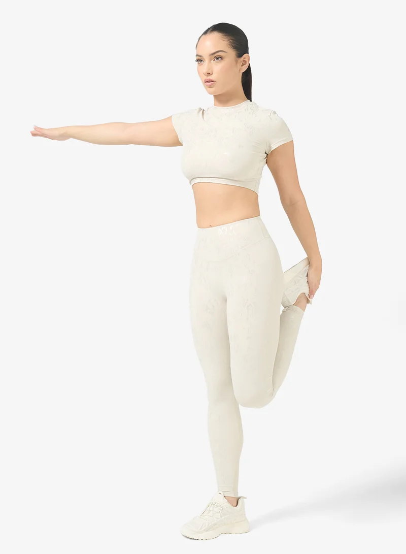 Sculpting Seamless Marble Print T-shirt & Legging Set