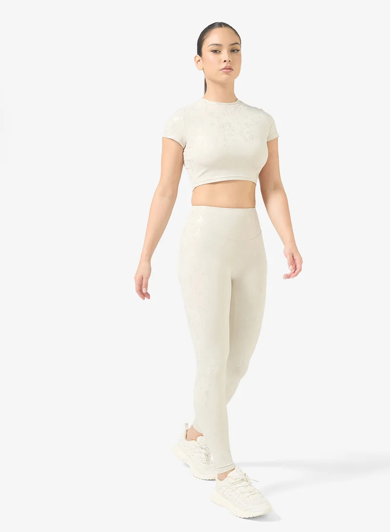 FRWD  Sculpting Seamless Marble Print T-shirt & Legging Set for Women | Best Price UAE