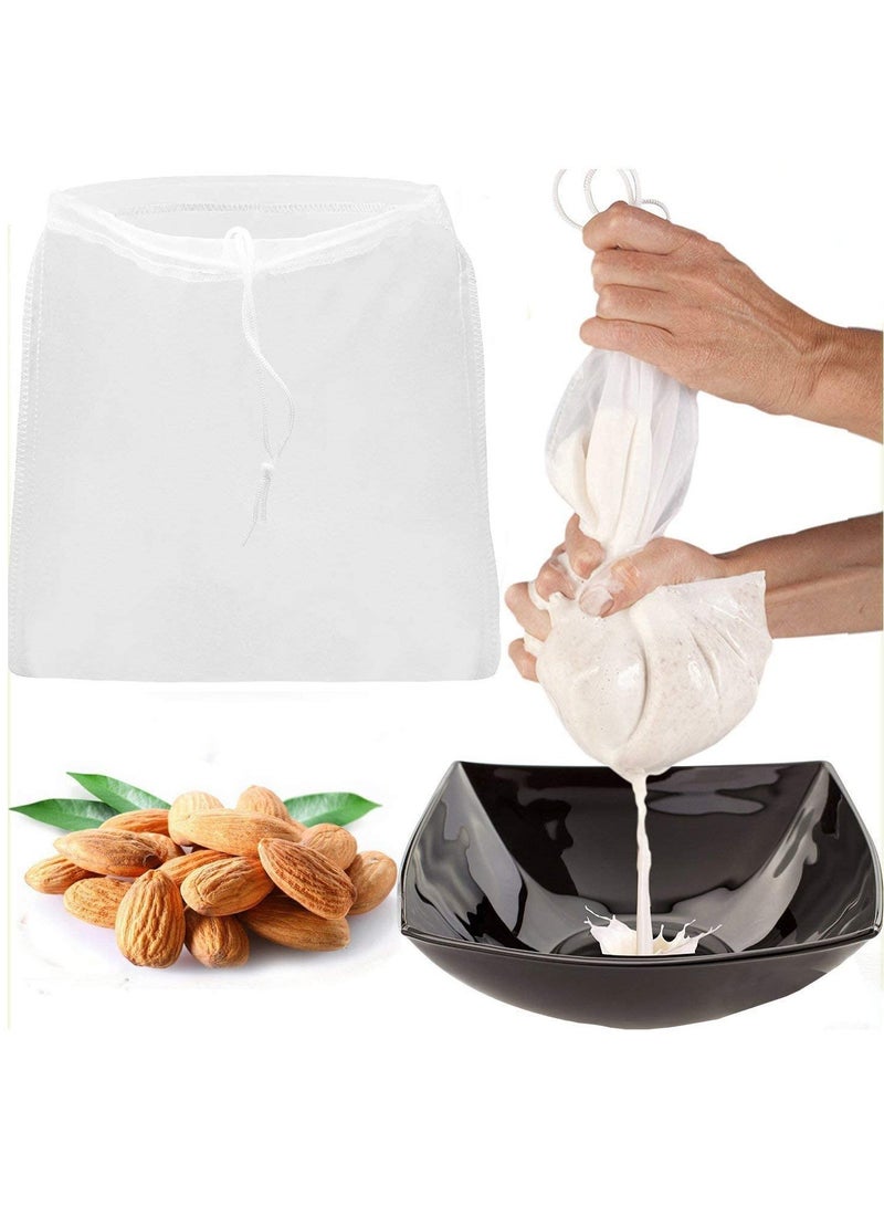 كيس حليب المكسرات عالي الجودة من قطعتين - كبير 12 × 12 درجة تجارية - كيس حليب اللوز قابل لاعادة الاستخدام ومصفاة طعام لجميع الاغراض - قماش شبكي ناعم من النايلون وفلتر القهوة الباردة - Image 1