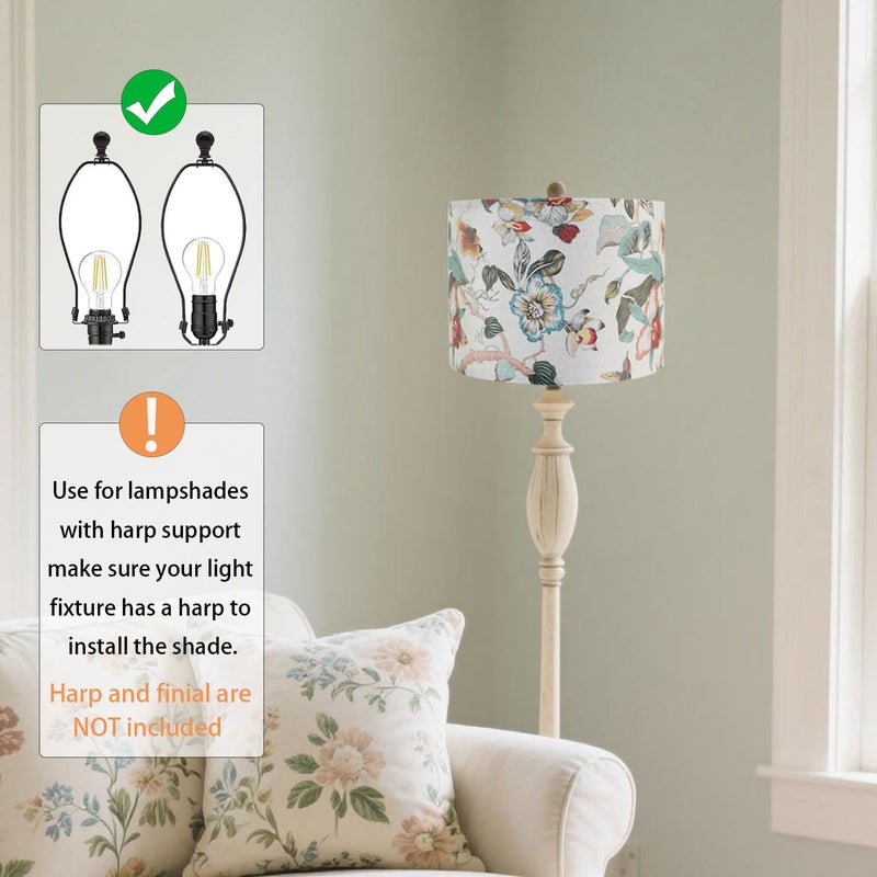 Rumidoph Drum Lamp shades Linen Medium Lamp shade 1 Pack, 13"Top x 13"Bottom x 10"High(Spider) Printed Floral Lampshade for Table Lamps Floor Lamps, Farmhouse Lampshades Replacement, Assembly Required - Image 5