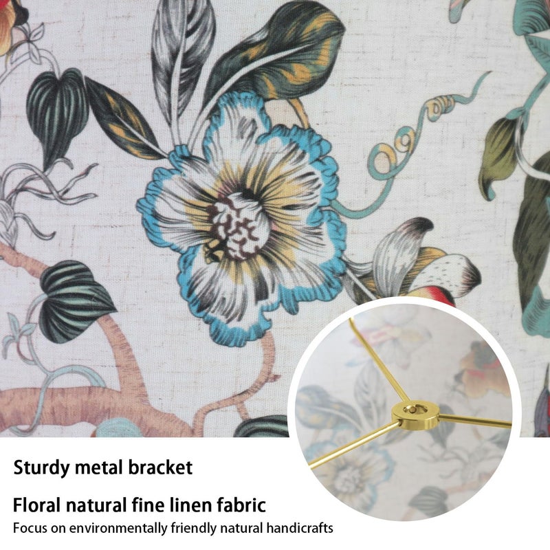 Rumidoph Drum Lamp shades Linen Medium Lamp shade 1 Pack, 13"Top x 13"Bottom x 10"High(Spider) Printed Floral Lampshade for Table Lamps Floor Lamps, Farmhouse Lampshades Replacement, Assembly Required - Image 4