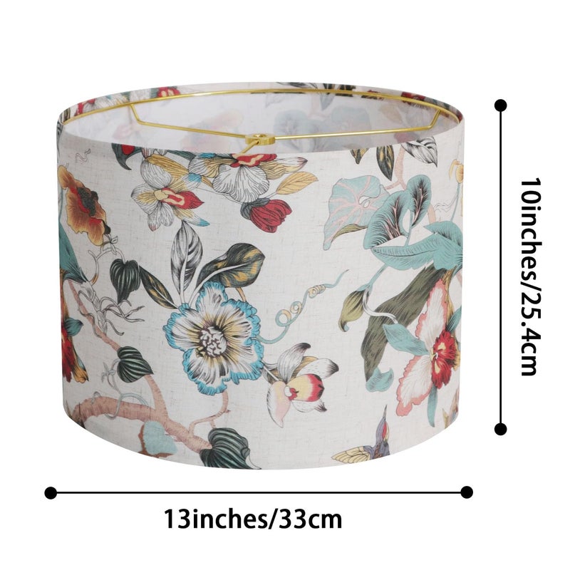 Rumidoph Drum Lamp shades Linen Medium Lamp shade 1 Pack, 13"Top x 13"Bottom x 10"High(Spider) Printed Floral Lampshade for Table Lamps Floor Lamps, Farmhouse Lampshades Replacement, Assembly Required - Image 2