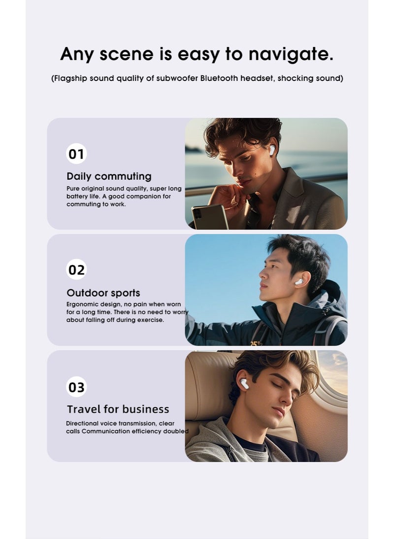 سماعات رأس بلوتوث داخل الأذن، عمر بطارية 8 ساعات، صوت محيطي استريو 360 درجة، مضخم صوت بلوتوث، إلغاء الضوضاء النشط، IP5 سماعات مقاومة للماء متوافقة مع iPhone وAndroid - Image 2