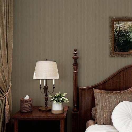 YXTII 20.8" x 196.8" Peel and Stick Wallpaper Grasscloth, Thick Brown Textured Wall Paper Neutral Waterproof Self Adhesive Removable Wallpaper Mural for Home Decor Bedroom Kitchen Cabinet - Image 3