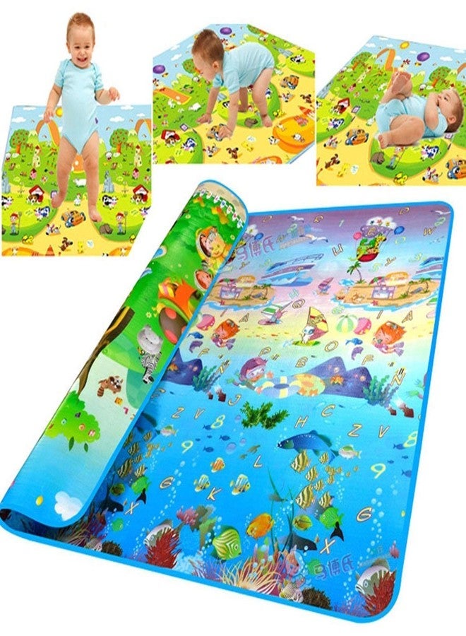 Vroxy Multi Function Anti Skid Double Sided Baby Crawling Play Mat - Water Resistant Baby Play & Crawl Mat - Soft and Sturdy Imported Material Mat (Assorted Design & Color) (Large) - Image 4