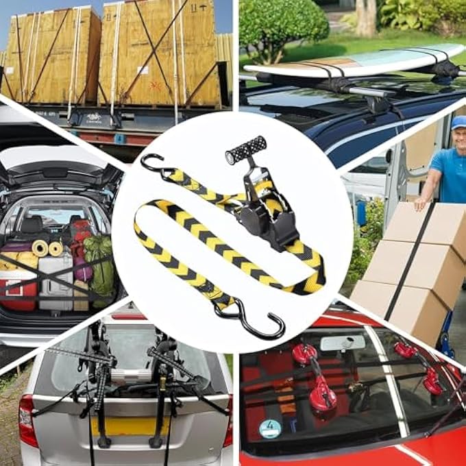 CARGO STRAPS,HEAVY DUTY AUTO SELF RETRACTING TIE DOWN STRAPS - RETRACTABLE ROPE HEAVY DUTY BUCKLE WITH S HOOKS, CAR ACCESSORIES FOR VEHICLES TRAILER TRUCK BOAT APPLIANCES - Image 5