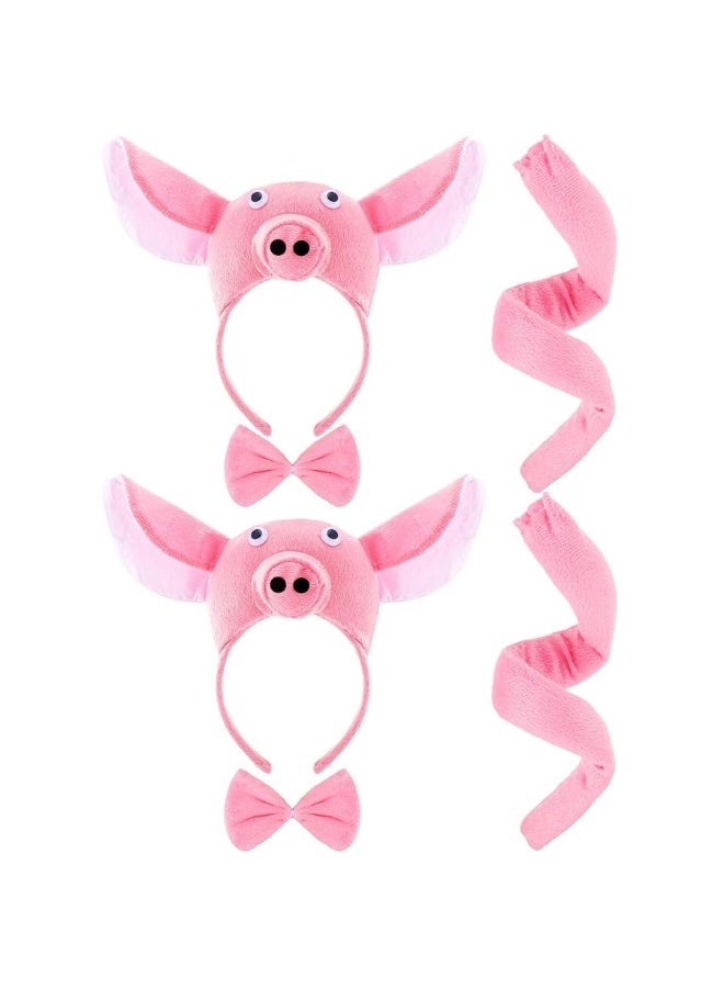 Kingdder 6 Pieces Pig Costume Kids Halloween Costumes Accessories Set Pig 3D Headband Bowtie Tail Set Fuzzy Pink Piggy Nose Headband for Toddlers Animal Dress up Cosplay - Image 4
