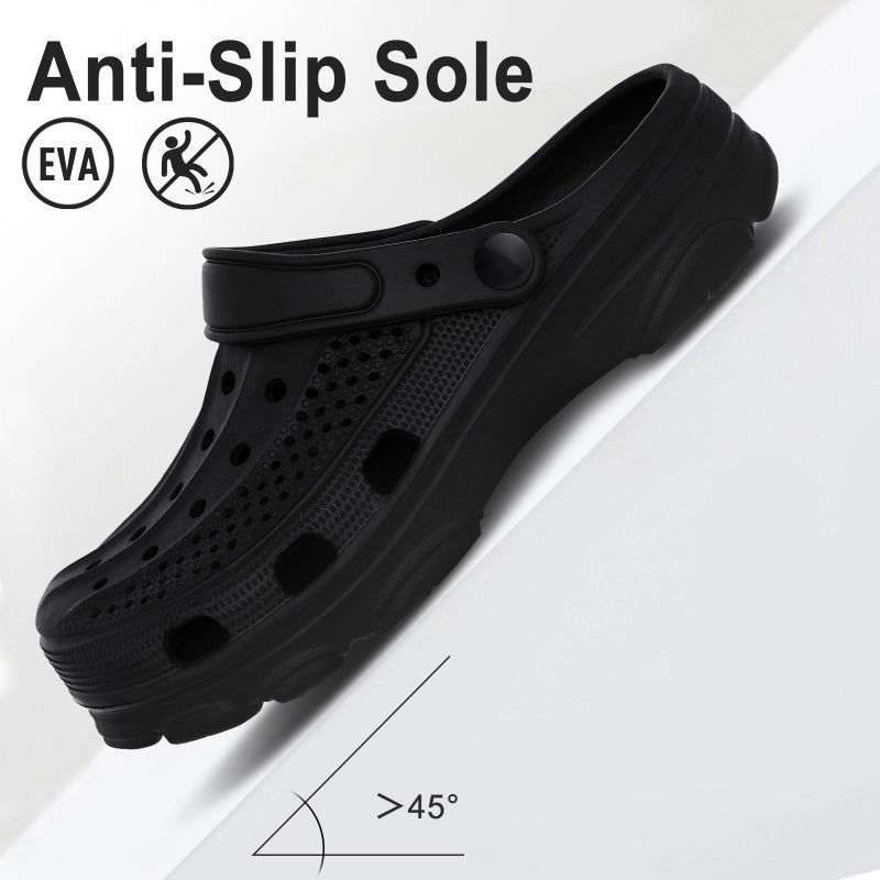 Beslip Womens Mens Garden Clogs Shoes with Arch Support Unisex Comfort Slip-on Sandals, Black 43 (10.5-11 Women/9-9.5 Men) - Image 5