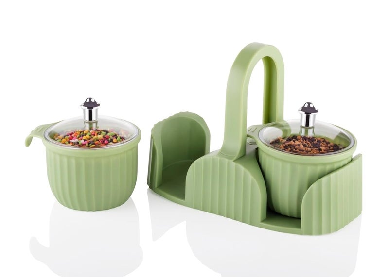 Finner Multipurpose Stylish Dry Fruit Box 2 pc Jar Set Aachar Pickle Container Mukhwas Tray Dining Spice Stand Plastic Chocolate Mouth Freshener Sweets Masala Storage