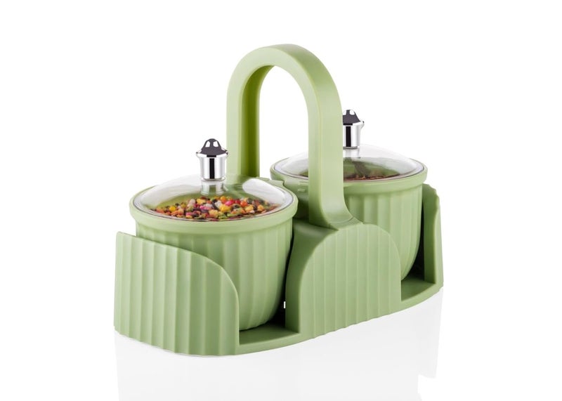 Finner Multipurpose Stylish Dry Fruit Box 2 pc Jar Set Aachar Pickle Container Mukhwas Tray Dining Spice Stand Plastic Chocolate Mouth Freshener Sweets Masala Storage