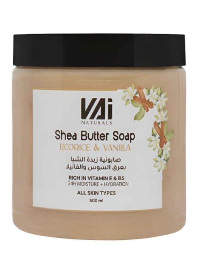 VAI 3 Pieces Shea Butter Soap Licorice And Vanilla Rich In Vitamin E And B5 24 Hour Moisture And Hydration 500ml - Image 2