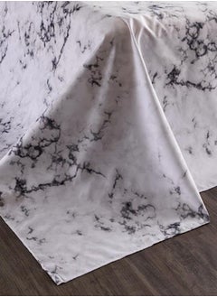 LUNA Home 3 Pieces Flat Bedsheet 230*250cm. 2 Pillow cases - 50*75cm, White Marble Design.  - Image 2