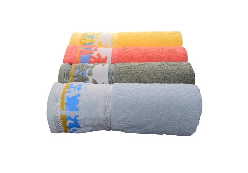 Cotton Bath Towel With Boy & Girl Design Set, 4 Pieces, 60 X 120 Cm - Multicolor - 214 - Image 2