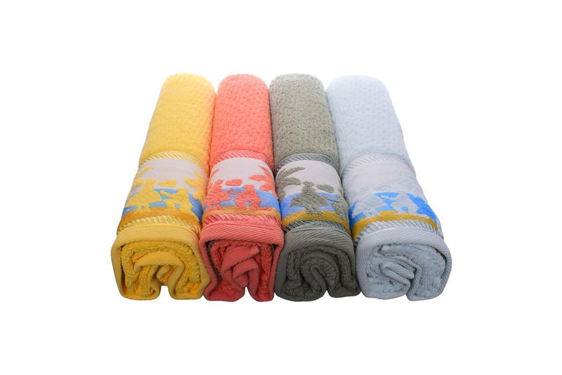 Cotton Bath Towel With Boy & Girl Design Set, 4 Pieces, 60 X 120 Cm - Multicolor - 214 - Image 1