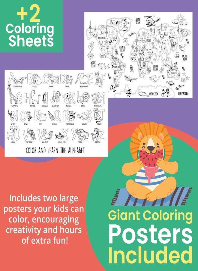 GroWonder Floor Puzzles for Kids Ages 3-5 4-6 Educational 48 Piece Animals of The World with 2 Giant Coloring Posters Preschool Learning Toy Geography Continents Oceans Fun Gift Screen Free Family Playtime - Image 4