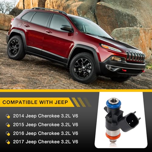 Gledewen 0280158313 Fuel Injector 4 Holes for 20142017 Jeep Cherokee 32L V6 Injector Replace04627794AA Fuel Injectors Set of 6 - Image 3