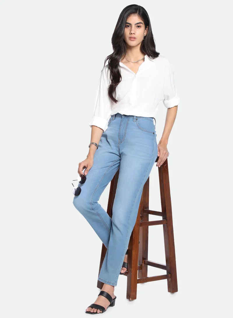 دينيس لينغو Indigo High Rise Slim Fit Jeans for Women - Stretch Denim