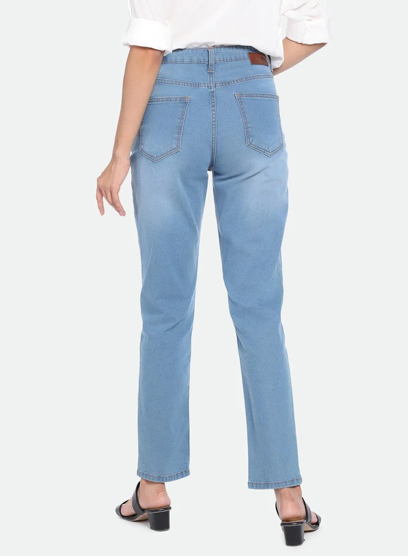 دينيس لينغو Indigo High Rise Slim Fit Jeans for Women - Stretch Denim