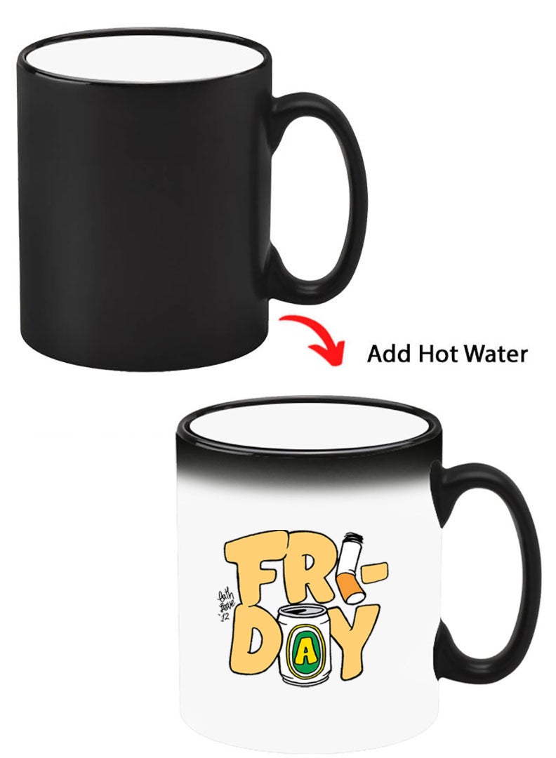 Theodor Color Changing Heat Sensitive Ceramic Mug, Image Revealed When HOT Liquid is Added! Friday - Image 1