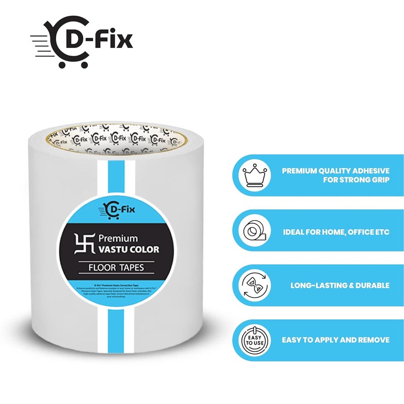 D-Fix ® شريط أرضيات فاستو الملون | عرض 4 بوصة، 25 متر لكل منها، | أبيض | علاج فاستو دوتش، تصحيح فاستو للحمام، المرحاض، المدخل، المنزل والمكتب (عبوة من 1 لفة) - Image 3