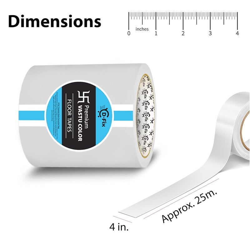 D-Fix ® شريط أرضيات فاستو الملون | عرض 4 بوصة، 25 متر لكل منها، | أبيض | علاج فاستو دوتش، تصحيح فاستو للحمام، المرحاض، المدخل، المنزل والمكتب (عبوة من 1 لفة) - Image 4