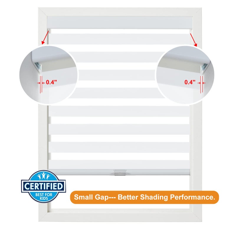 Persilux Cordless Zebra Blinds for Windows (15" W x 64" H, White) Light Filtering Zebra Shades for Indoor Windows, Sheer Shades Thermal Insulated Blinds with Upgraded Cassette, Window Shades for Home - Image 5