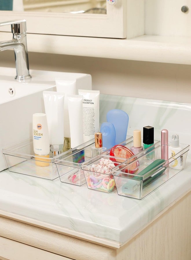 Sodynee Clear Plastic Drawer Organizer Storage - 25Pcs 4 Size Desk Bathroom Kitchen Organizers and Accessories Office Organization, Vanity Stackable Drawers Bins Trays Containers Dividers Makeup Sets - Image 4