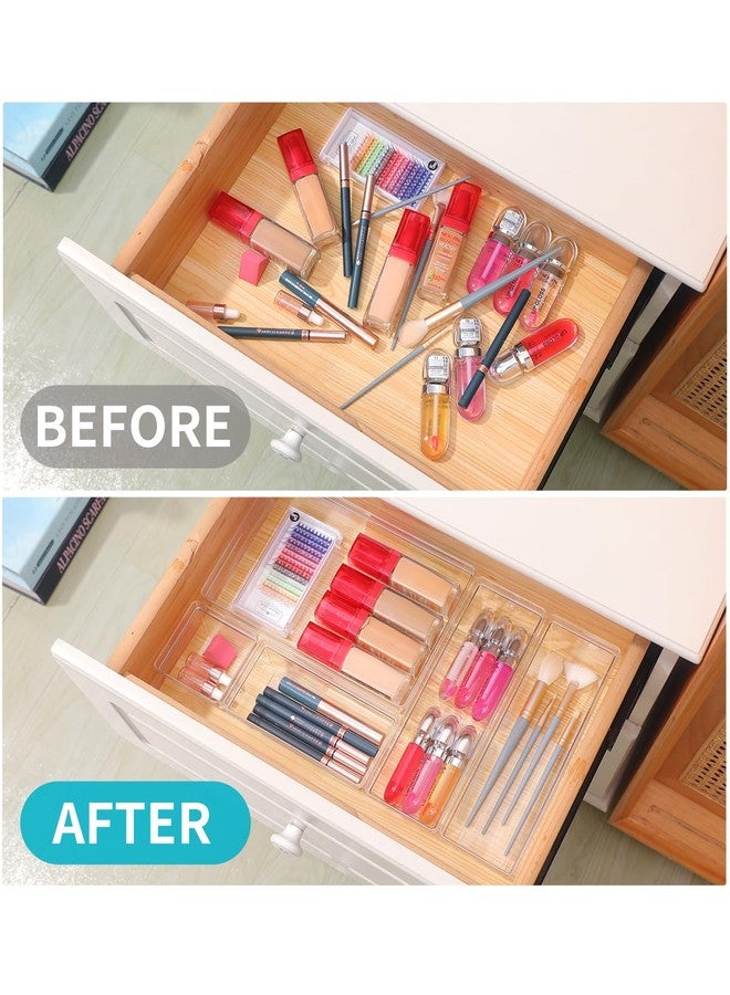 Sodynee Clear Plastic Drawer Organizer Storage - 25Pcs 4 Size Desk Bathroom Kitchen Organizers and Accessories Office Organization, Vanity Stackable Drawers Bins Trays Containers Dividers Makeup Sets - Image 3