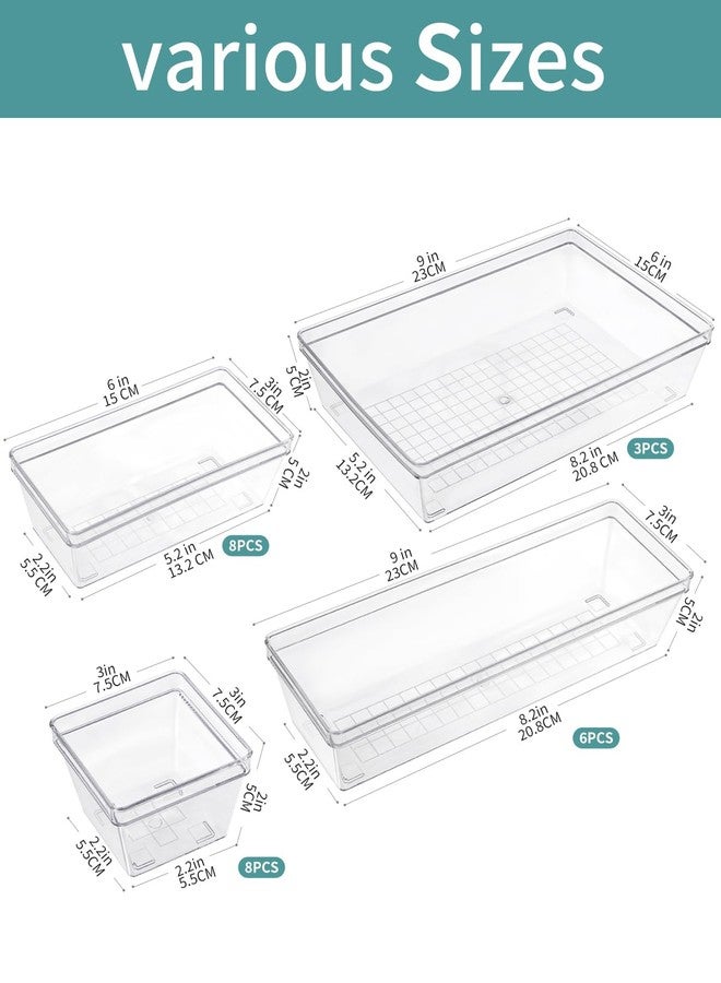 Sodynee Clear Plastic Drawer Organizer Storage - 25Pcs 4 Size Desk Bathroom Kitchen Organizers and Accessories Office Organization, Vanity Stackable Drawers Bins Trays Containers Dividers Makeup Sets - Image 2
