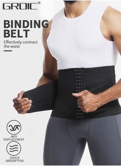 GROIC Men's Waist Trainer Sauna Weight Loss Body Shaper Sweat Vest for Men with 3 Rows of Hooks and 3 Belt, Neoprene Sauna Waist Sauna Sweat Waist Trimmer Slimmer Belt Workout Girdle, 2XL  - Image 2