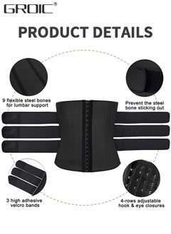 GROIC Men's Waist Trainer Sauna Weight Loss Body Shaper Sweat Vest for Men with 3 Rows of Hooks and 3 Belt, Neoprene Sauna Waist Sauna Sweat Waist Trimmer Slimmer Belt Workout Girdle, 2XL  - Image 3