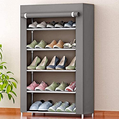 Ebee Metal 5 Shalves Shoe Cabinet (Grey), 58D x 28W x 91H Centimeters, 580 Mm Depth - Image 1