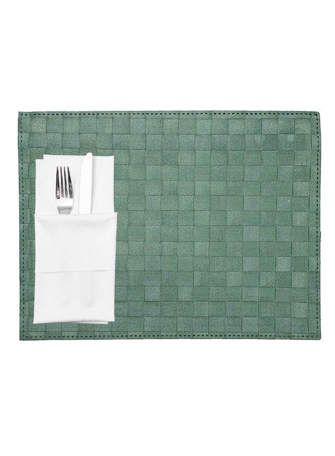 Restaurantware Macroweave 16 x 12 Inch Woven Placemats, Set Of 6 Rectangle Table Placemats - Durable, Easy To Clean, Green Plastic Placemats For Dining Table, For Homes or Restaurants, - Image 2
