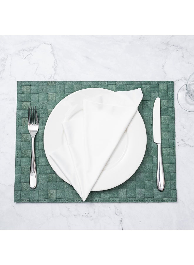 Restaurantware Macroweave 16 x 12 Inch Woven Placemats, Set Of 6 Rectangle Table Placemats - Durable, Easy To Clean, Green Plastic Placemats For Dining Table, For Homes or Restaurants, - Image 4