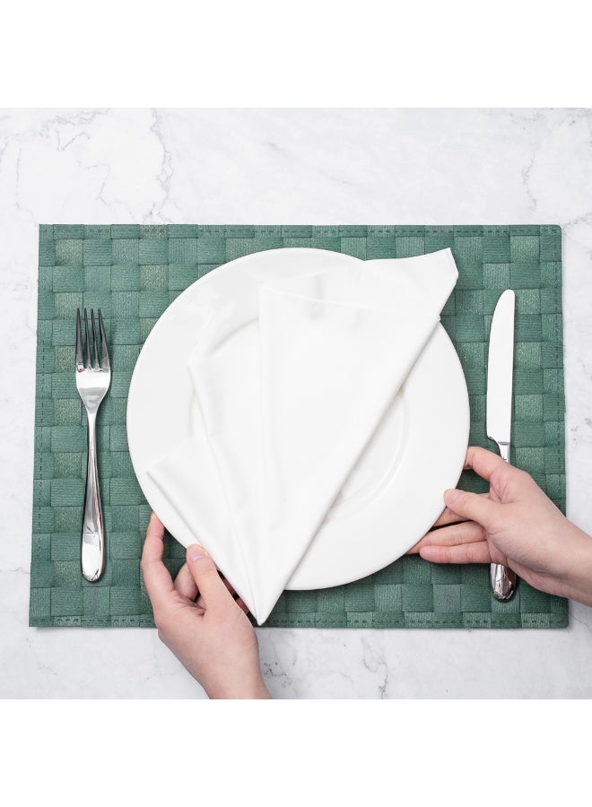 Restaurantware Macroweave 16 x 12 Inch Woven Placemats, Set Of 6 Rectangle Table Placemats - Durable, Easy To Clean, Green Plastic Placemats For Dining Table, For Homes or Restaurants, - Image 5