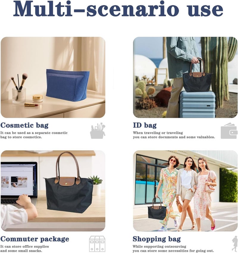 Lckaey إدراج محفظة Lckaey لمحافظات Longchamp، مع حقيبة منظمة صغيرة قابلة للطي – 1014navyblue-S - Image 5
