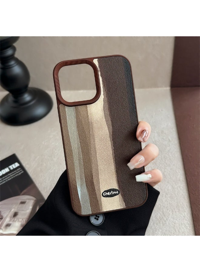 NIBEMINENT Sea Salt Coffee Stripes Protective TPU Case Cover For iPhone 16 Pro, Chocolate